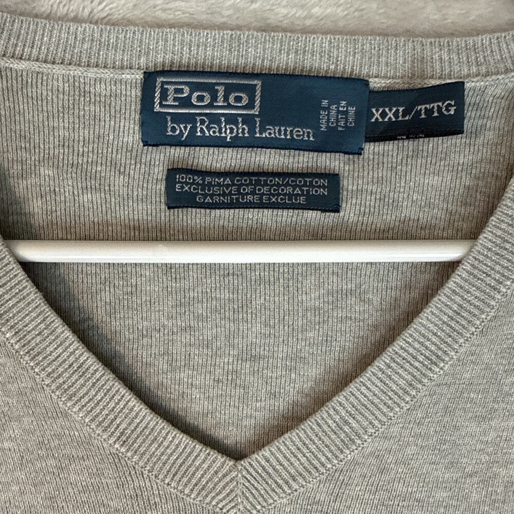 Polo Ralph Lauren Pullover Sweater Mens 2XL Gray V Neck Classic Pony Casual - Picture 3 of 7